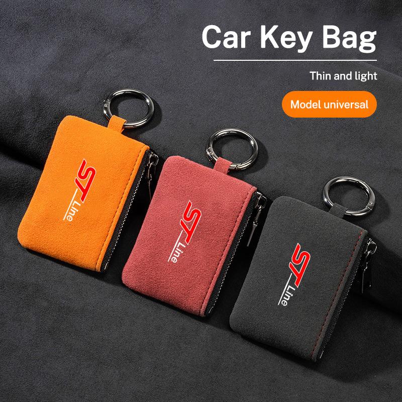 Car Key Bag Suede Coins Wallet Mini Card Pouch For Ford Focus 2 Fiesta Mondeo Fusion Escape Edge Ecosport Kuga ST LINE Accessory