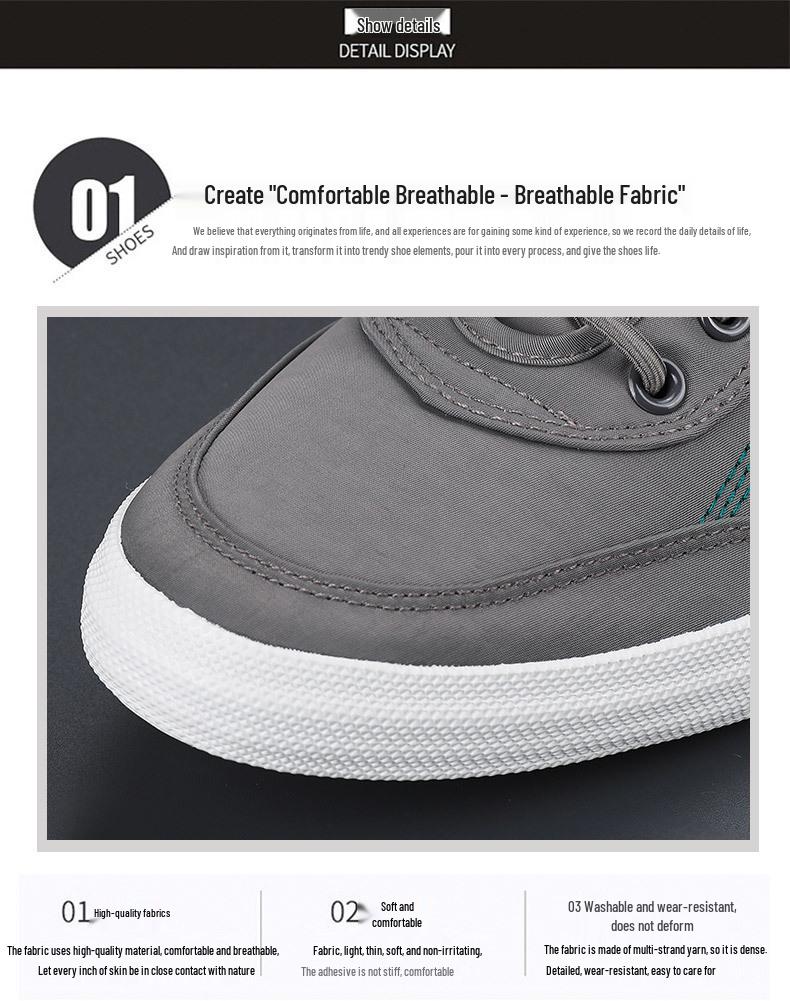 Herren Frühling 2026 Atmungsaktive Slip-on Canvas Skateschuhe - Lässige Low-Top Flats
