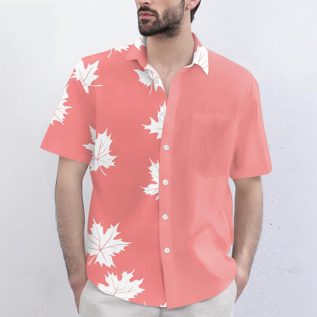 Men's Fashionable, Casual, Loose Short-sleeved Shirt With A Lapel And Comfortable Button Top