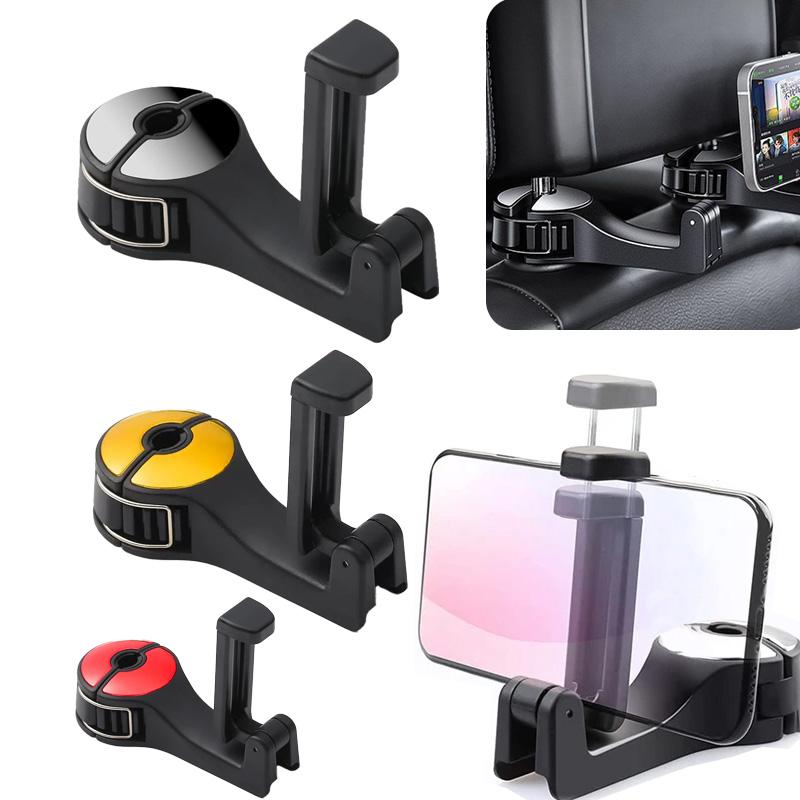 2 In 1 Multi-functional Car Seat Phone Holder Hook Hidden Rear Headrest Hook Seat Rear Type Mobile Phone Holder