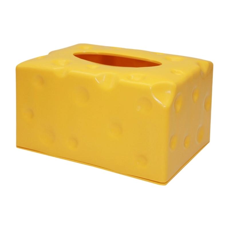 

Cheese Shaped Tissue Box Plastic Kitchen Countertop Storage Container Paper Organizer Whimsical Home Decoration