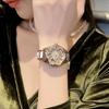Rhinestone Sunflower Mechanical Watch for Women Stainless Steel Wristwatch