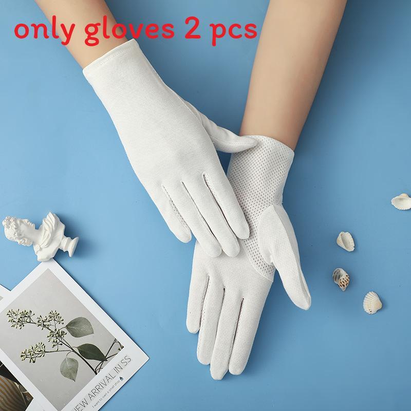 

Summer Breathable Sun Protection Cotton Gloves For Cycling And Driving Women білий