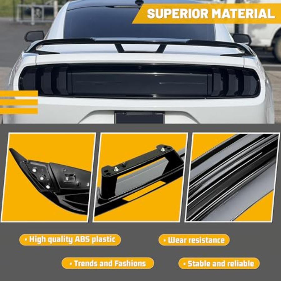 Spoiler da Tronco Compatibile con Ford Mustang GT500 GT350 V6 V8 Shelby GT EcoBoost Modelli Coupé 2 Porte 20152025 Ala Posteriore Lucida Bl