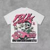 Skeleton Racing Cotton T-shirt American Graffiti Printing Short Sleeve Hip-hop American Personality Print Fun Popular Street