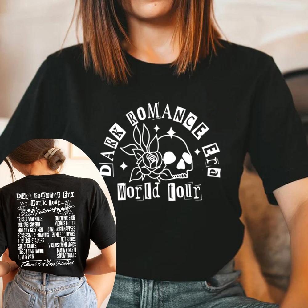 Dark Romance Era World Tour Shirt Dark Romance Book Club T-shirt Unisex Short Sleeve T-Shirts Graphic T Shirts Book Lover Gift