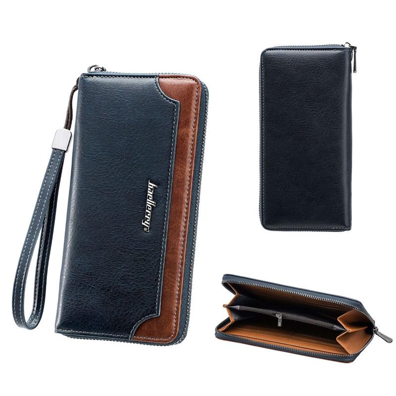 Baellerry Moda Hombre Carteras Largas Diseño Vintage Tarjetero Billetera para Hombre Masculino Cremallera Bolsos de Mano