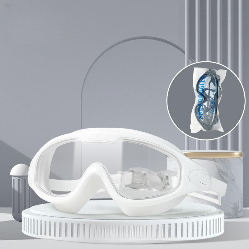 Adult Large Frame Swimming Goggles With Earplugs, Male And Female, Professional, High-definition, Anti Fog, Silicone