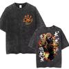 2026 Summer Hot MHA Washed Oversized T-shirt, Bakugo Explosion Palm Double Sided Print Casual Tee For Men Women Teen