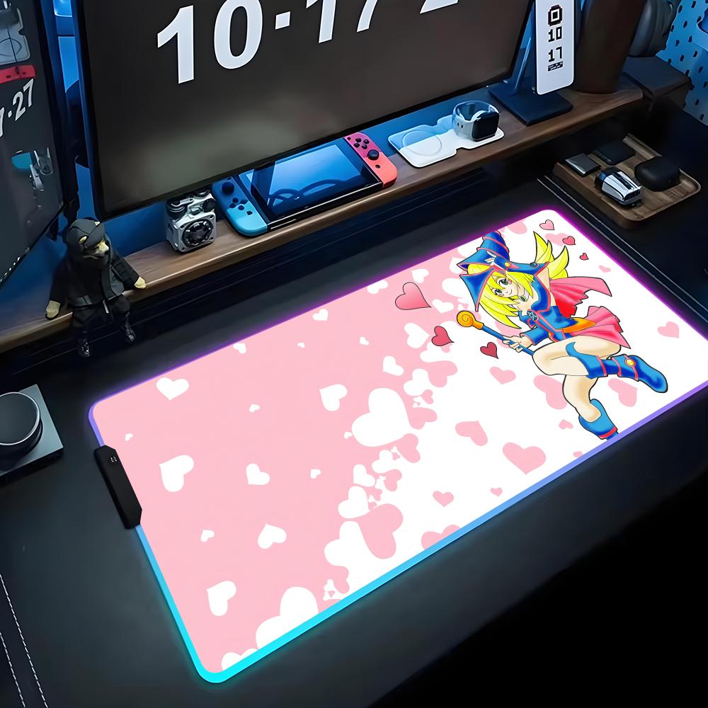 Black Magic Girl Mouse Pad RGB Gaming Mousepad Big LED Pad PC Desk Mat Luminous Mouse Pad Large Keyboard Mats Table Rug With