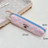 Floral Pattern Quilted Pencil Bags Bow Design Pen Cases Kawaii Pencil Pouches  School Use