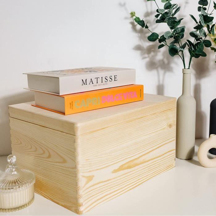 Boite de rangement en bois Creative Deco - 40 x 30 x 22 cm - Boîte à Souvenirs personnalisable