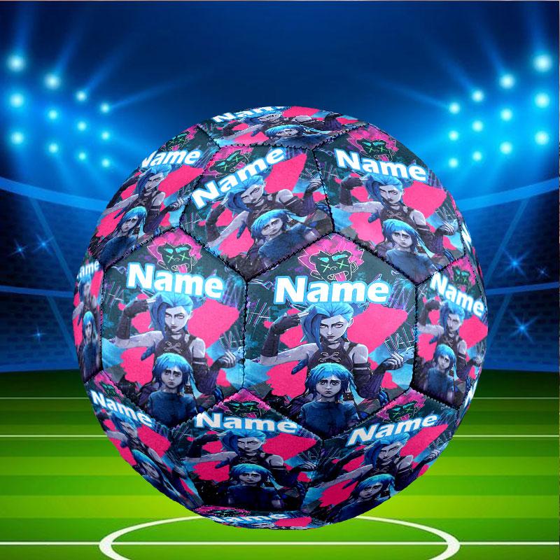Custom Name Personalized Jinx Print Size 5 Soccer Ball Training & Match Football, for Team, Kicking, Gift for Football Enthusiasts