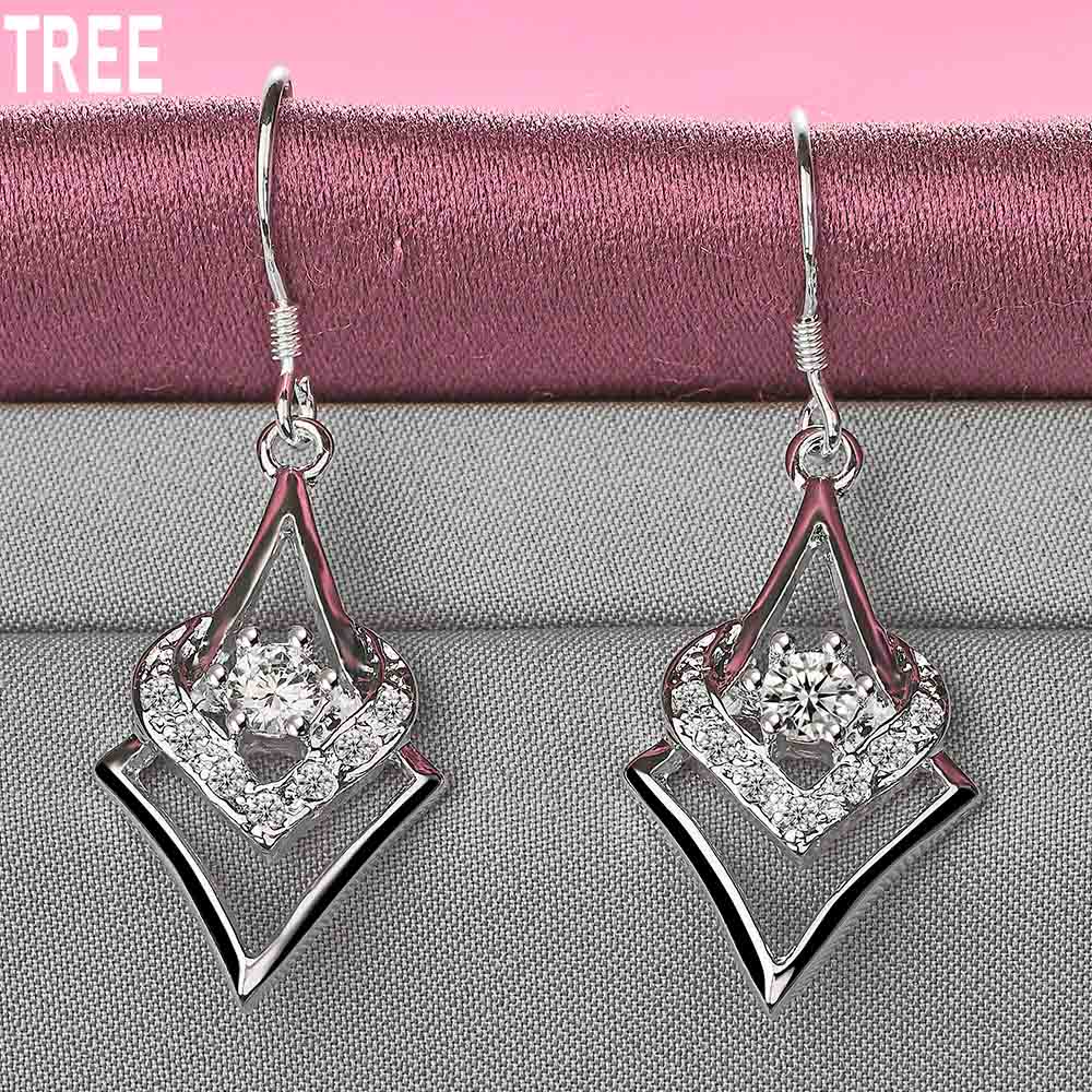 925 Sterling Silver AAA Zirkon Perforované náušnice ve tvaru srdce Módní svatební šperky