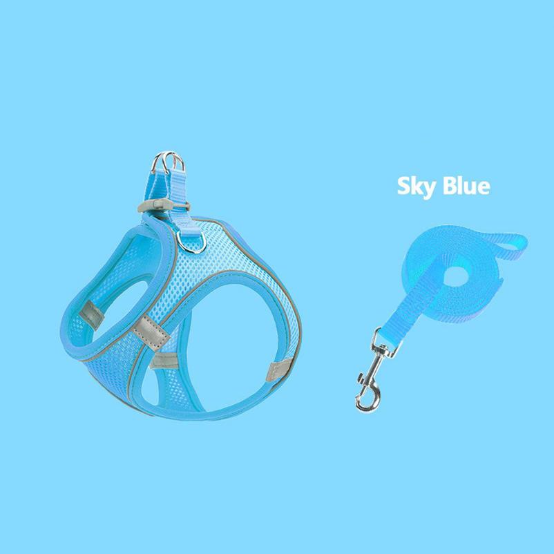 New cat and dog chest back leash pet walking leash color chest strap cat vest type leash set pet supplies