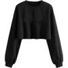 2024 Autumn/Winter Women's Solid Color Plus Velvet Loose Round Neck Short Hoodie