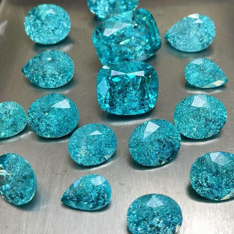 Paraiba Neon Blue Oval Loose Stones - Gemstone with High-Quality Crushed Ice Texture