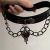 Punk Goth Knochenkette Rotes Herz Anhänger Nietenbesetzter Choker Lederhalsband Halskette Für Frauen Männer Cooler Anhänger Grunge Accessoires