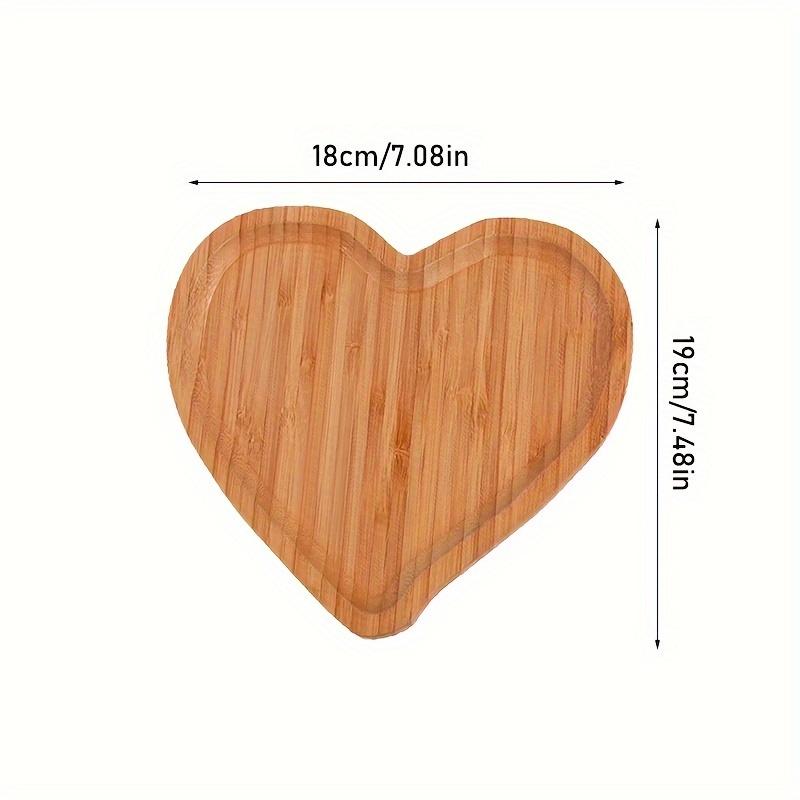 Heart Shaped Bamboo Snack Tray 1pc Wooden Fruit Plate Sushi Platter for Party Nut Plate Refreshment