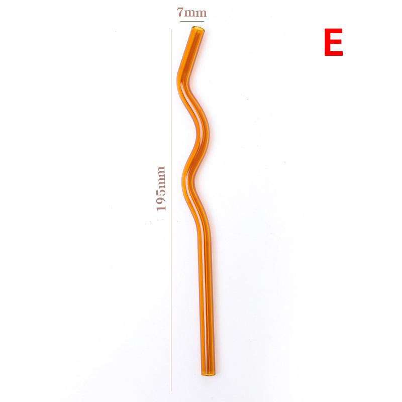 1Pc High Borosilicate Colorful Glass Straws Eco-Friendly Glass Wavy For Juice Cocktails Kitchen Party Bar Drinkware
