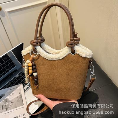 Vintage Maillard Brown Matte Small Bag Women's 2025 New Autumn and Winter Versatile Messenger Bag Portable Bucket Bag