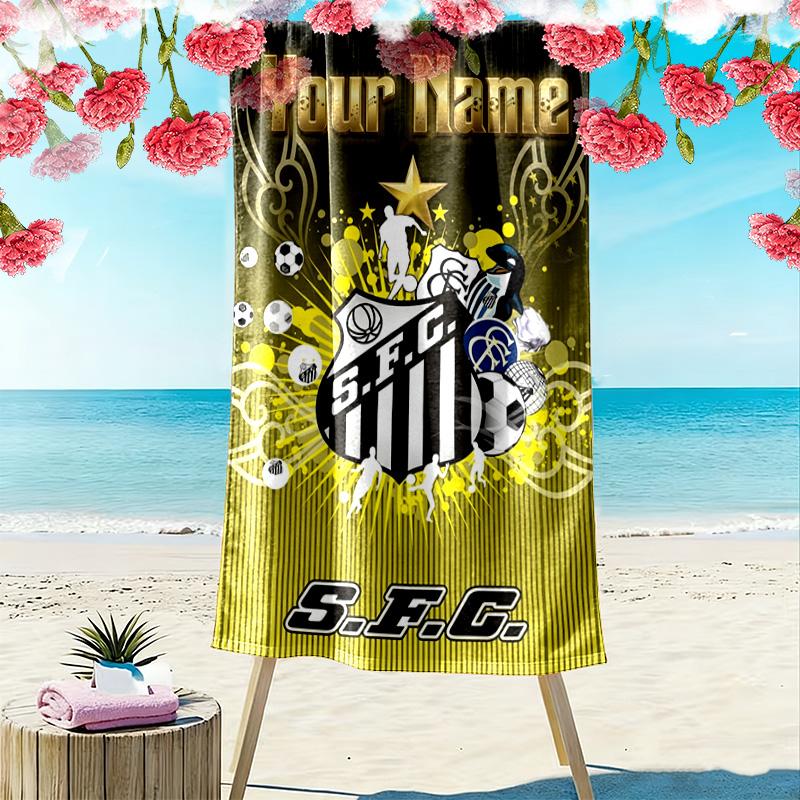 Name Custom Santos FC Print Beach Towel, Large Soft Quick Dry Towel for Beach Camping Swimming