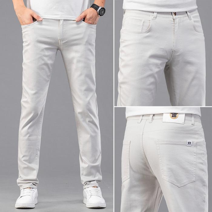 New Spring Jeans for Men's Stretch Straight Double Core Yarn for A Long Time Without Deformation Casual Trousers