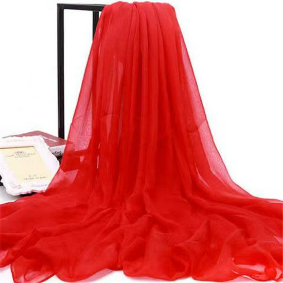 Extra-Large Bright Red Chiffon Scarf for Spring & Summer – Versatile Sunscreen Shawl for Beach, Dance, or Party.