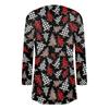 Cardigan feminino estampado de Natal com manga comprida e frente, blusa estampada e jaqueta leve