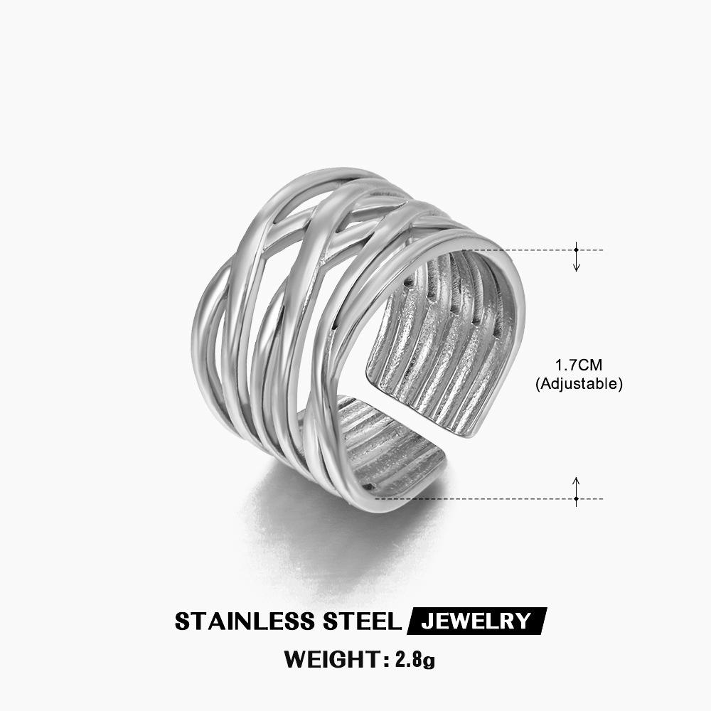LATS Multiple Styles Stainless Steel Geometric Texture Wide Rings for Women Men Irregular Gold Wedding Ring Punk Jewelry