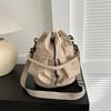 Minimalist Oxford Large Capacity Bucket Bag with Drawstring Closure ,Adjustable Strap Lightweight Crossbody Purse Casual Handbag