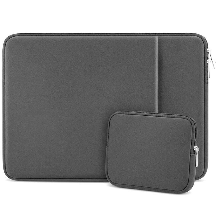 14-Zoll-Laptop-Hülle mit Tasche, doppelter Stauraum für MacBook Pro/Air Surface Pro HP - Grau