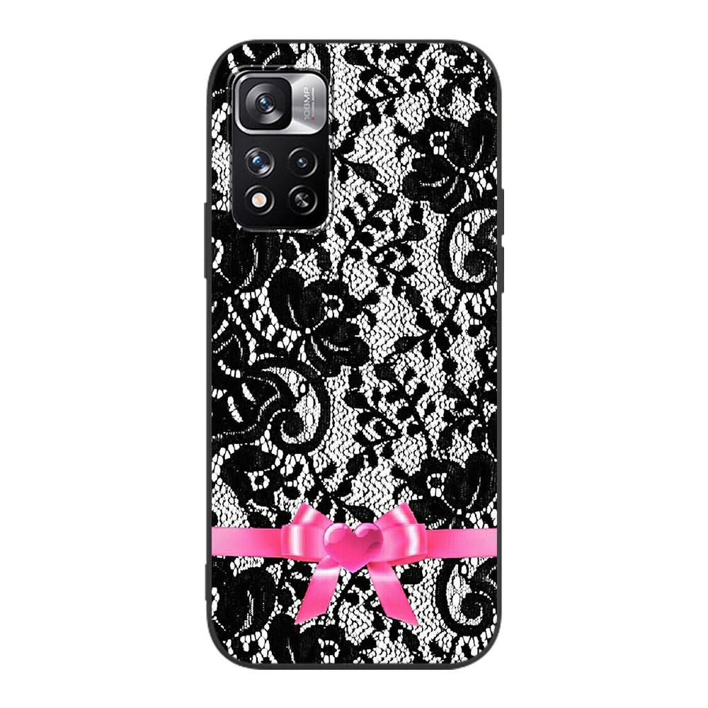 Lace And Flowers Coque pro Xiaomi Redmi Note 11 10 10S 8 9 9S 11E 12 Pro Plus 7 8T 11S 11T 5 Pro Soft TPU černý kryt na telefon
