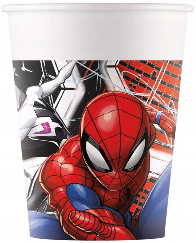 Kubeczki Papierowe Spiderman Marvel Człowiek Pająk Urodziny 200Ml 8Szt.