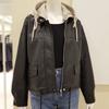 Fell Hood Faux Leather Jacket
