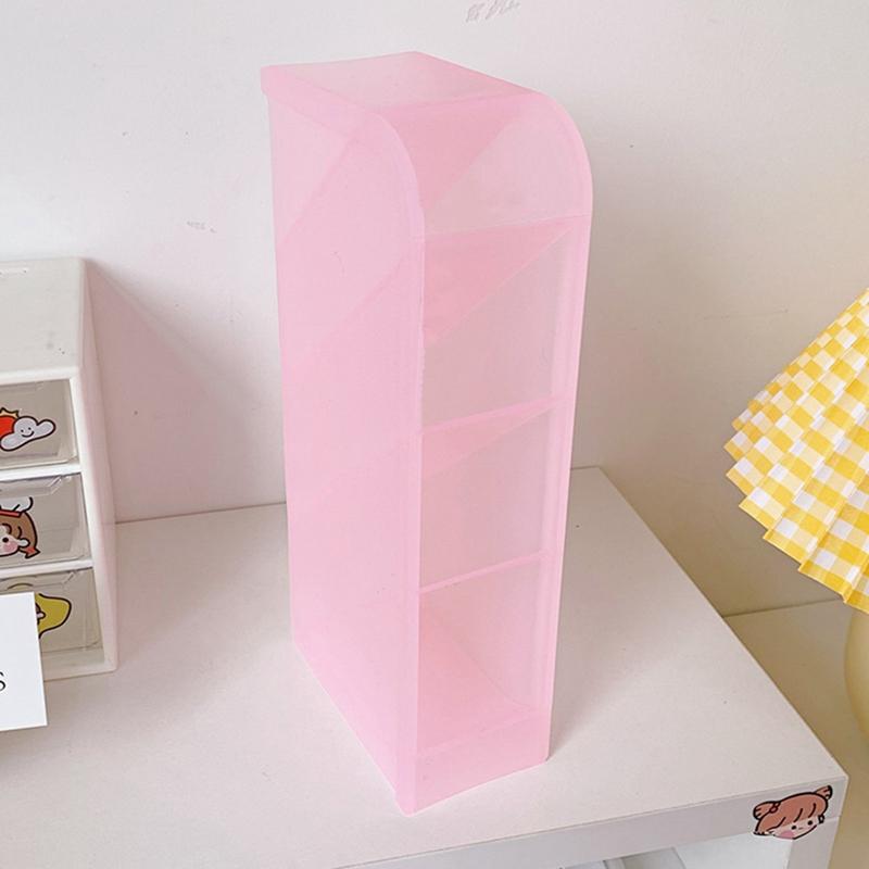 Kawaii Macaroon Color Pen Holder 4 Girds Desktop Organizer Big Size Desk Cosmetics Pencil Storage Box Office School Stationery