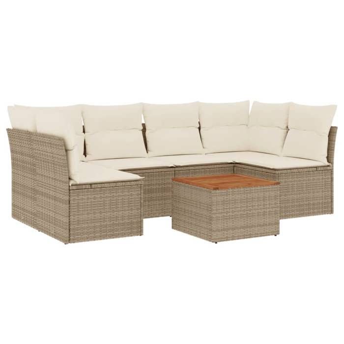VidaXL Garden Lounge Set with Cushions 7 Pcs Beige Braided Resin 3223559