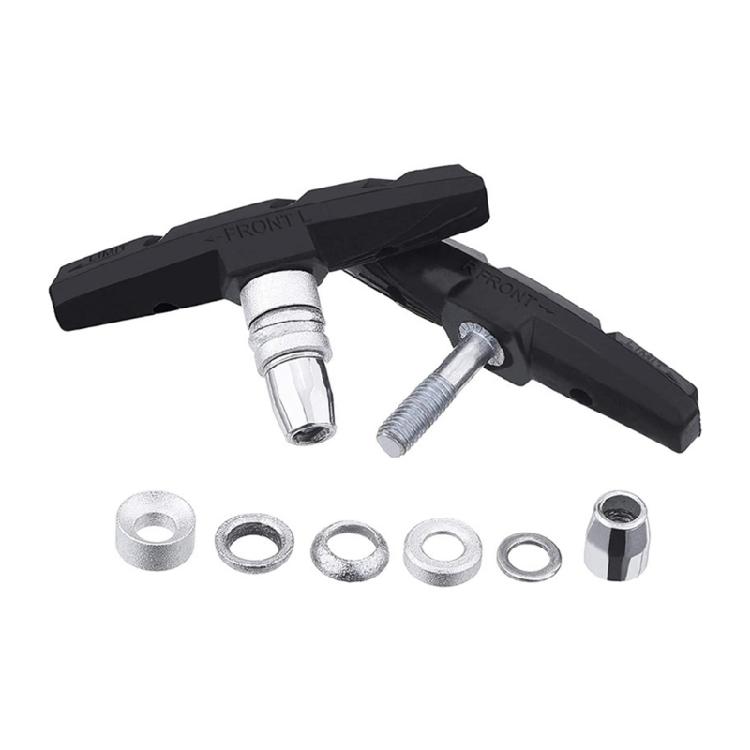 2 Pair Mountain Bike Brake V Brake Pad Cycling Brake Mount Pad Shoe Block Bike Wheel Brake Pad with Bend Pipe & Sleeve