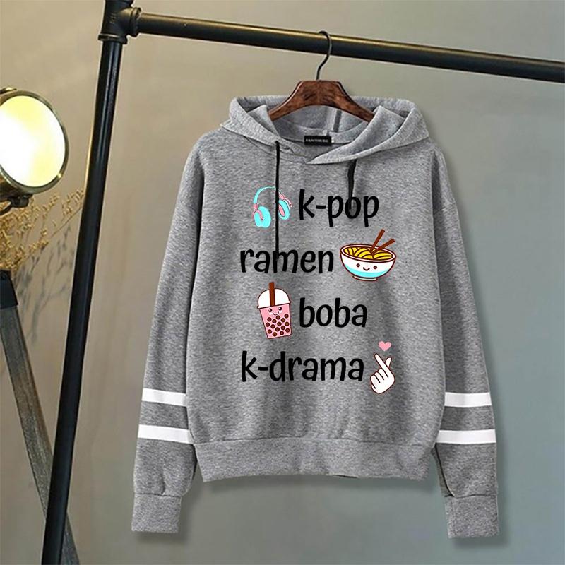 

K-POP Ramen Boba K-drama Печать Толстовки Женщины Мужчины Осень И Зима Harajuku Толстовка Повседневный Пуловер Топы S