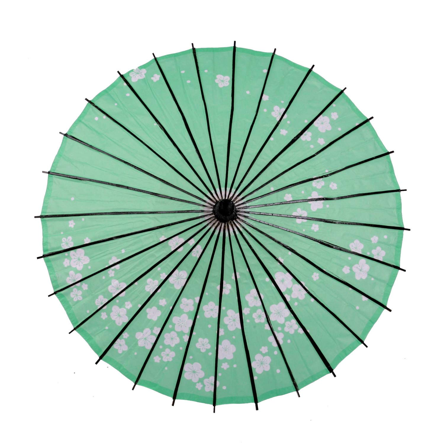 

Smiti Japanese Paper 84cm Plum Blossom Black Ribs Umbrella, Parasol, Oil-Painted, Diameter, Design, Green,