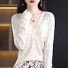 Women S V Neck Long Sleeve Knit Cardigan Slim Fit Solid Color Outerwear