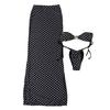 3Pcs/Set Women Swimsuit Set Chest Pad No Underwire Bandeau Bra Dot Print Swimming Briefs Set with Split Skirt Sexy Woven Beach Bikini Set