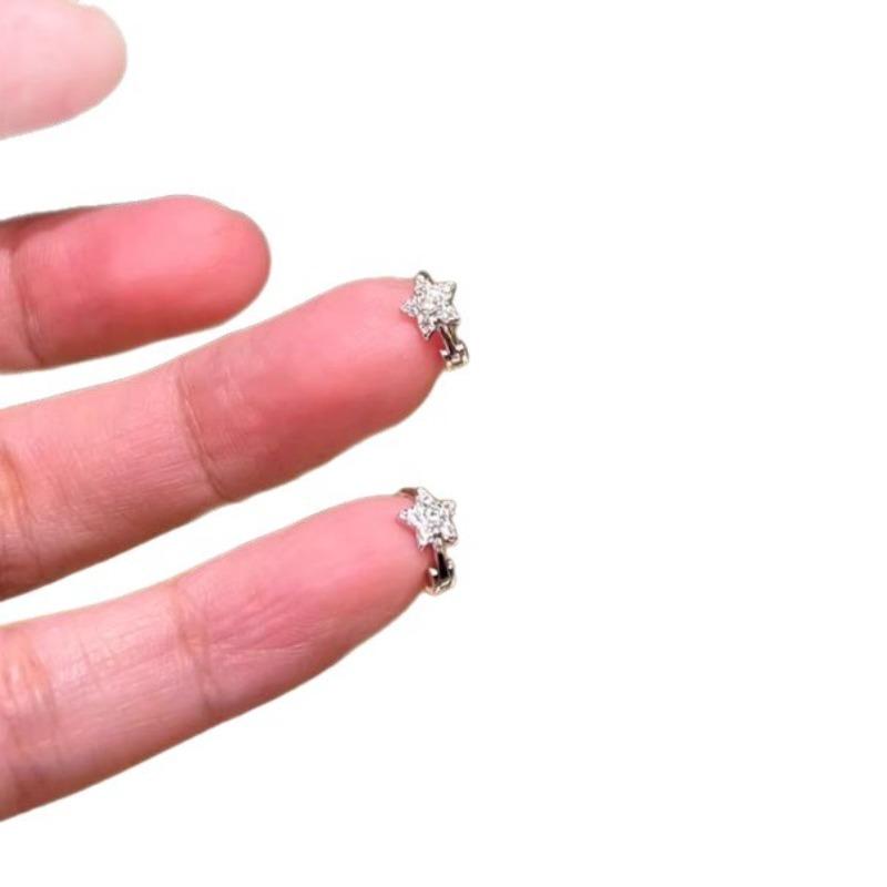 Quality Star Zircon Earring Clip for Women - Small-scale, Luxury, High-end Ear Ring with Elegant Style, Simple and Compact Earring Set