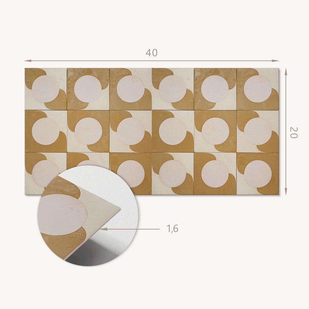 Vinyl Tiles with a Pattern for Easy Wall Transformation Geometric Circles and Arcs 10X40X20 Cm
