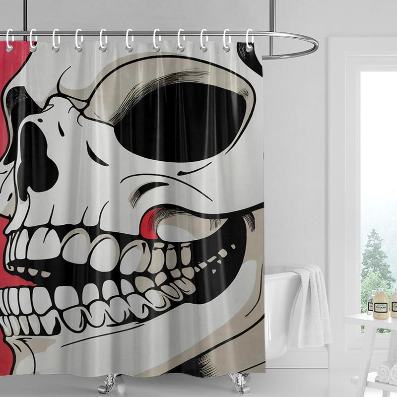 Vintage portrait shower curtain-black and white with orange decoration, distressed texture bathtub shower curtain