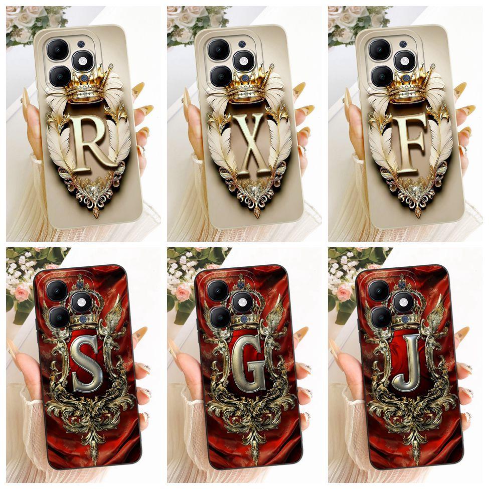 For ITEL A6610L Cover For ITEL A90 4G Case Silicone Luxury Crown A-Z Letters 2D Flat Pattern Soft Phone Case For ITEL A 90 4G