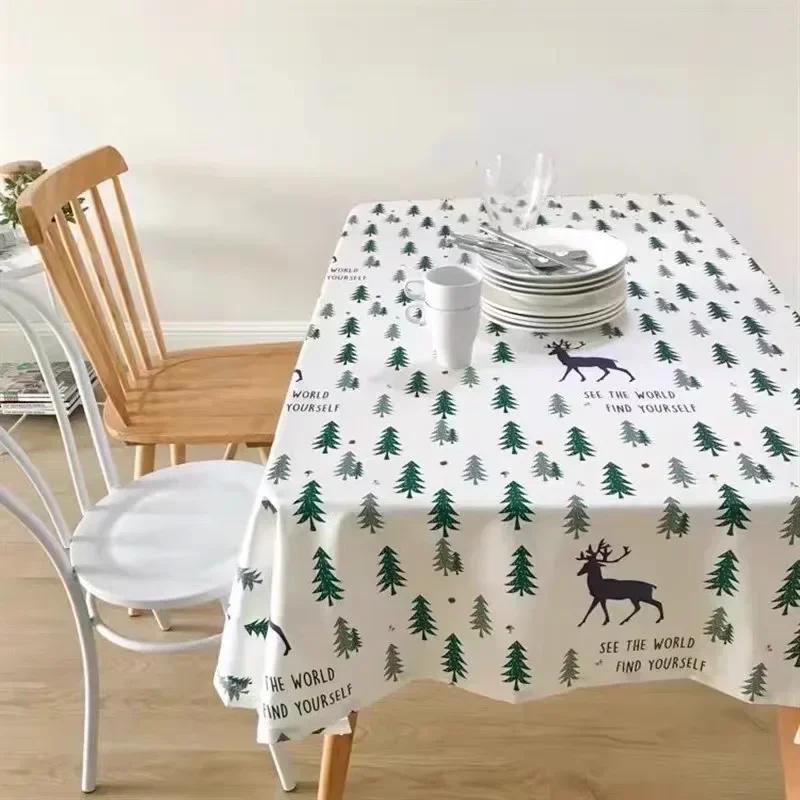 Christmas Themed Tablecloth Dining Table Cloth Christmas Decorative Party Table Cover Banquets Restaurants Kitchen Home Decor