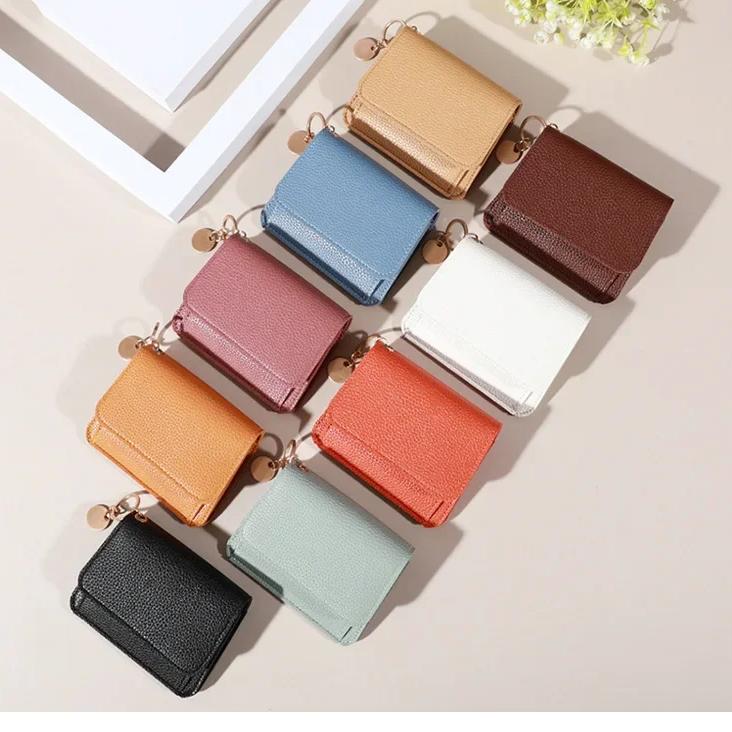 Nye Søte Lommebøker for Kvinner Små Lås Jente Kredittkortholder for PU Lær Myntpung Dame Lommebok Korte Lommebøker for Kvinner