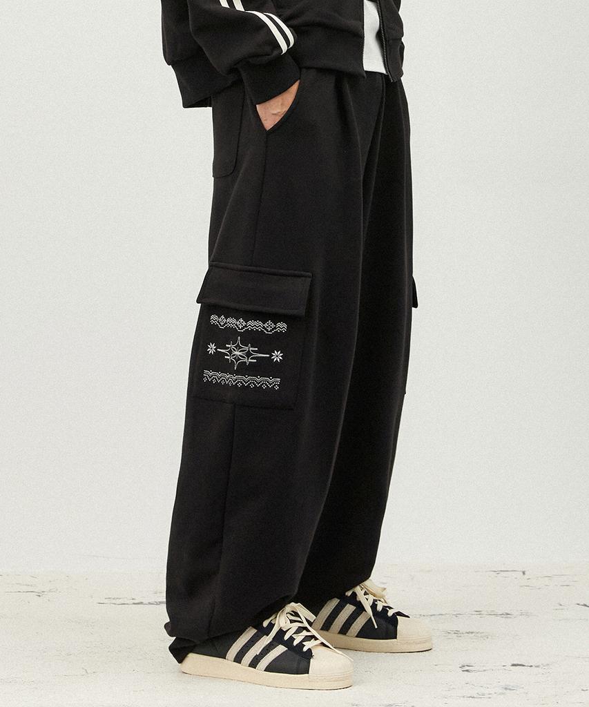GAKKAI UNIONS Nostar One-Pleat Balloon Sweat Cargo Pants Black