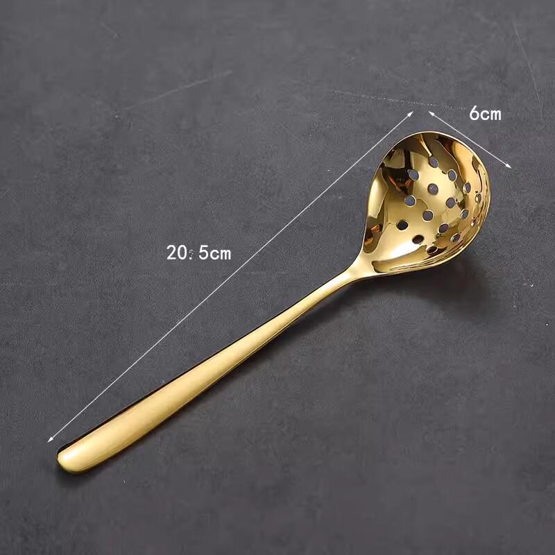 Dajujiang 304 Golden Long-Handled Stainless Steel Soup Spoon